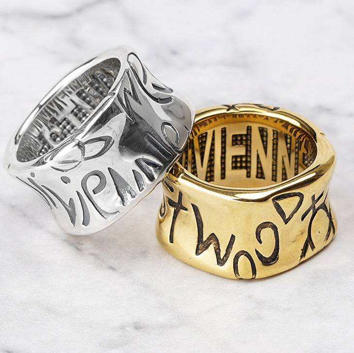Vivienne Westwood punk irregular embossed ring personality European and American