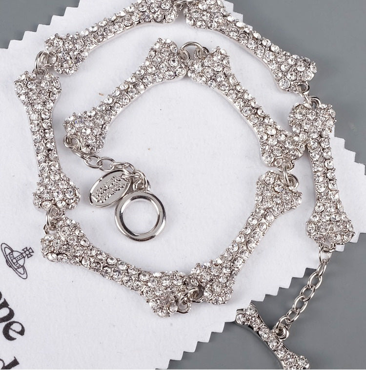 Vivienne Westwood eight bones full diamond necklace light luxury high-end sense