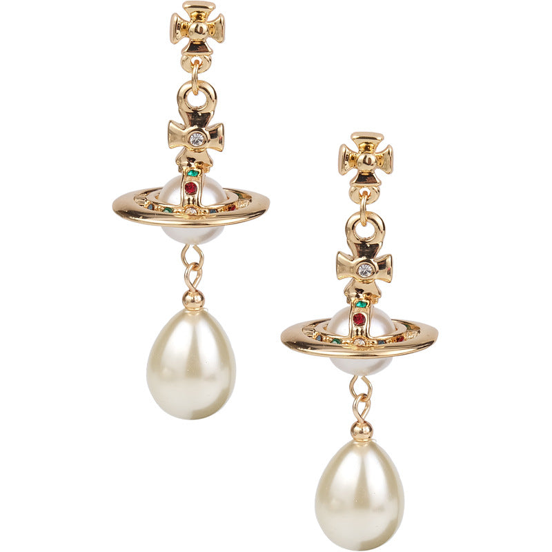 Vivienne Westwood pearl earrings women's exquisite high-end earrings