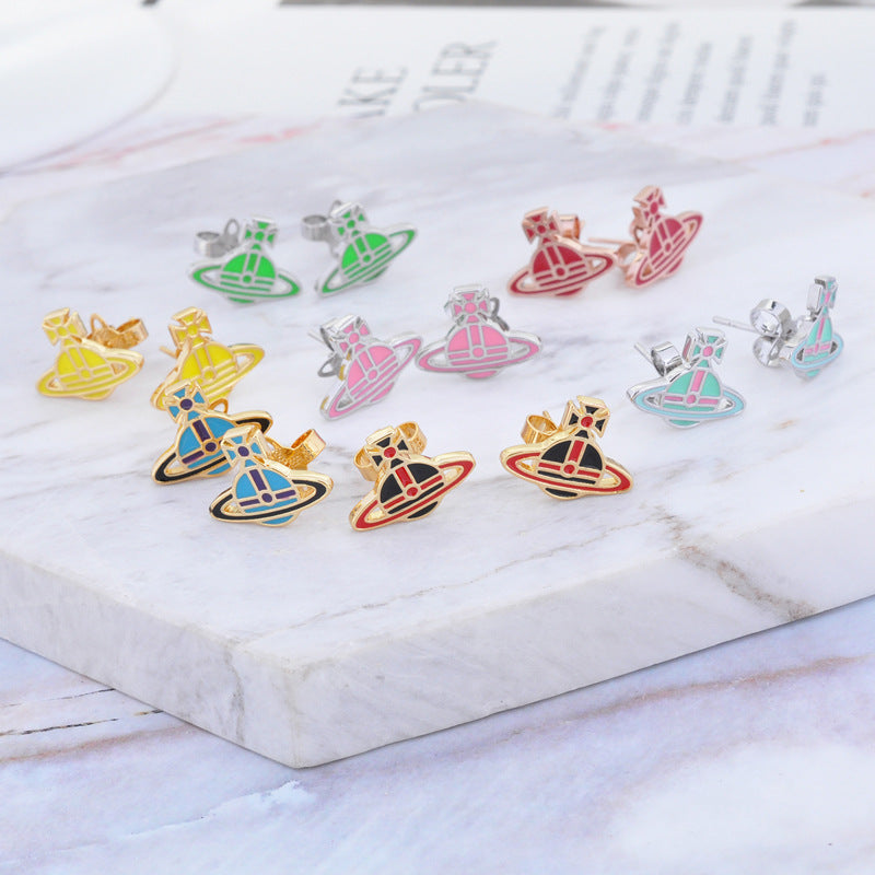 Vivienne Westwood flat paint stud earrings for women