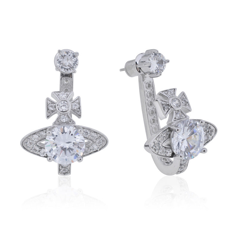 Vivienne Westwood U-shaped full-jeweled stud earrings exquisite luxurious earrings