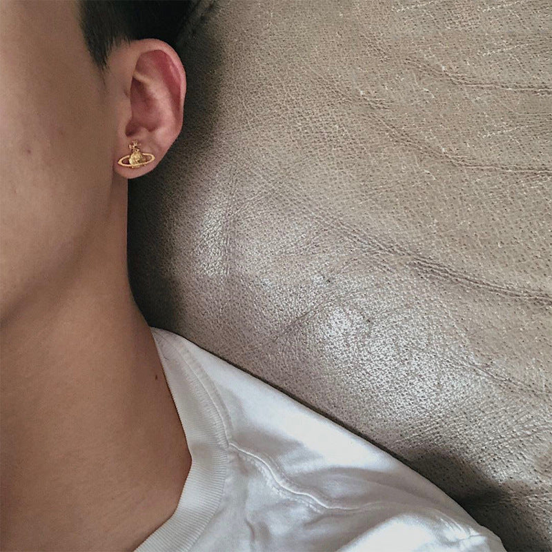 Vivienne Westwood double-sided color matching simple stud earrings