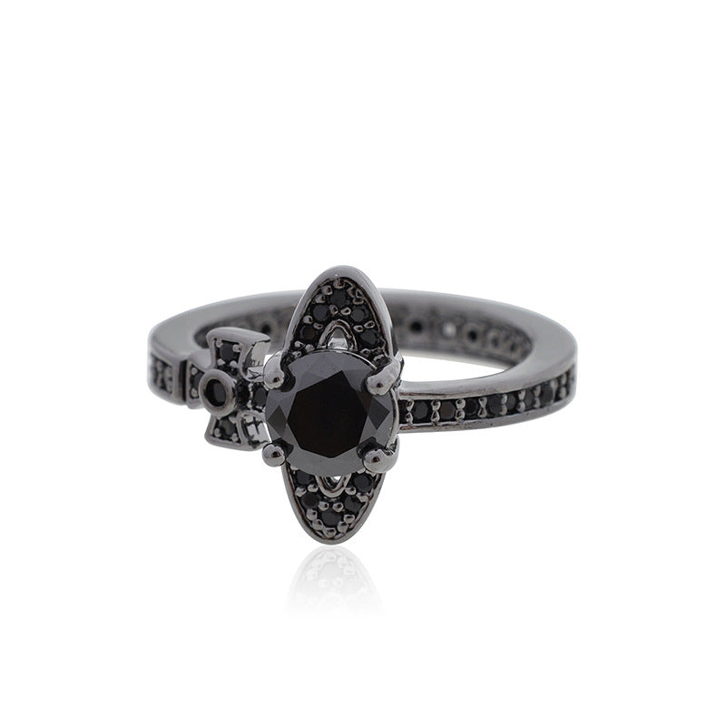 Vivienne Westwood full diamond orb ring personality ins style high sense all-matching