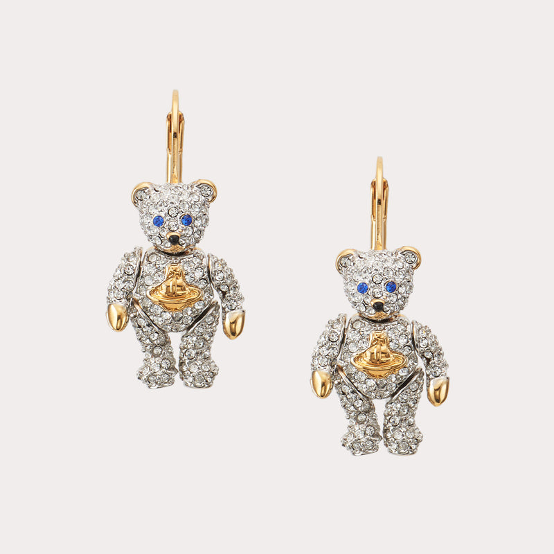 Vivienne Westwood TEDDY small activity bear earrings ins niche temperament