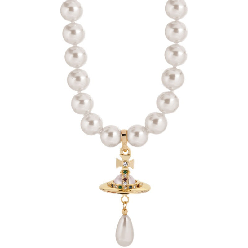 Vivienne Westwood water drop pearl necklace pendant exquisite advanced