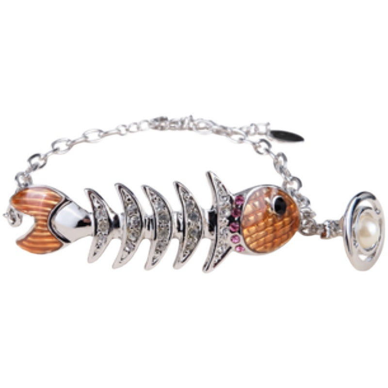 Vivienne Westwood fish-skeleton hanger punk bracelet personalized European and American style all-matching