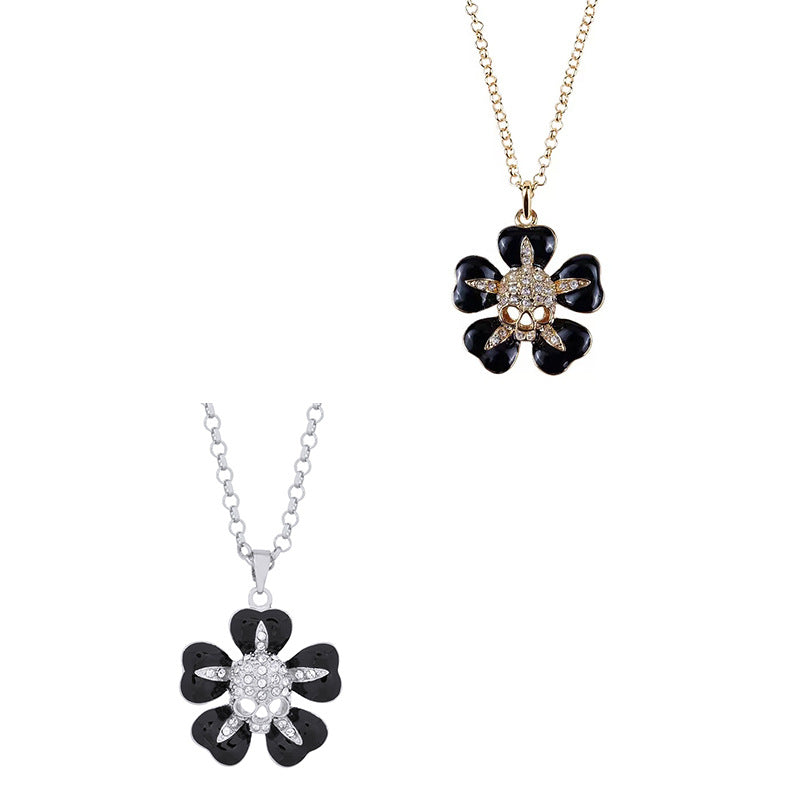 Vivienne Westwood five petal flower paint skull necklace European and American Instagram mesh Red fashion