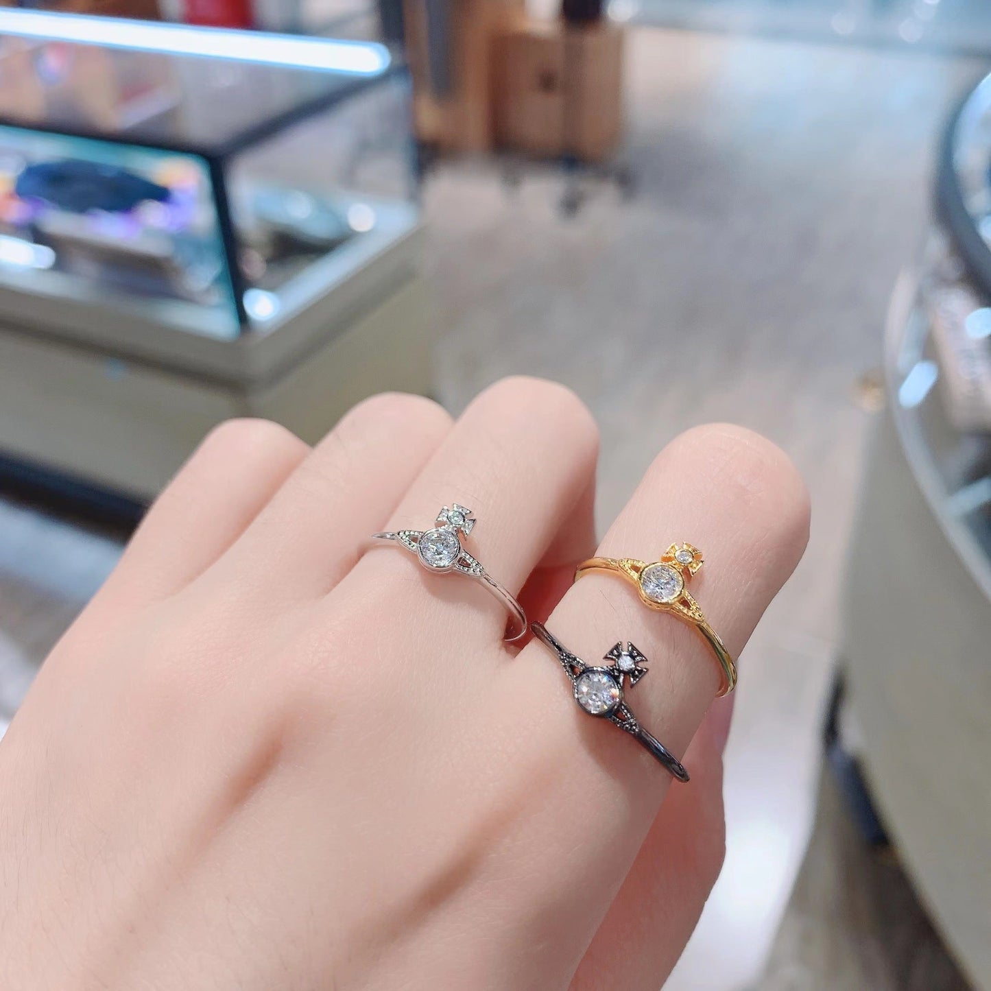 Vivienne Westwood 2022 new ring single diamond simple couple style