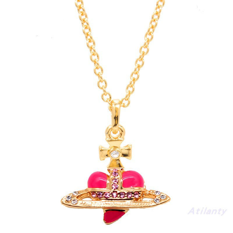 Vivienne Westwood heart shape clavicle paint necklace small personality European and American punk