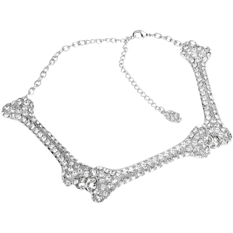 Vivienne Westwood full diamond three bones necklace clavicle chain ins