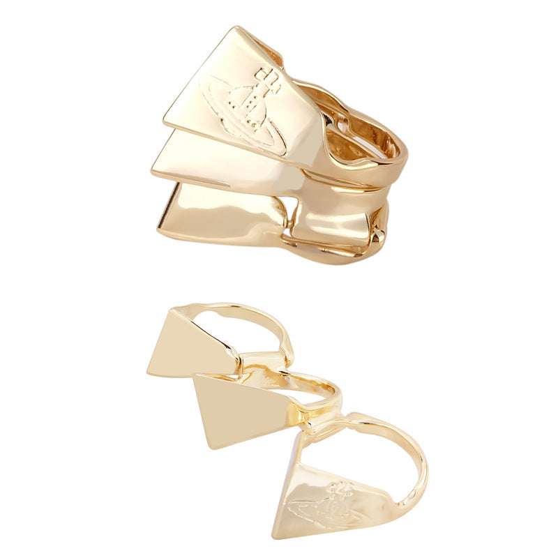 Vivienne Westwood armor three-layer ring couple personality European and American punk