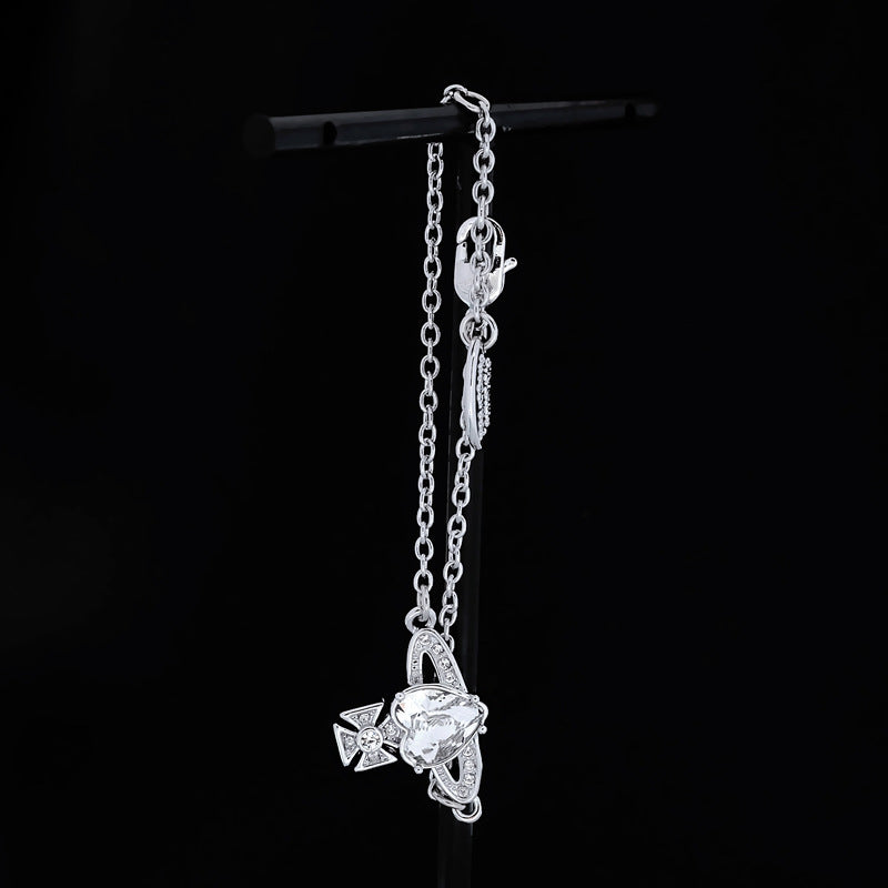 Vivienne Westwood loving heart zircon bracelet affordable luxury style high sense birthday gift