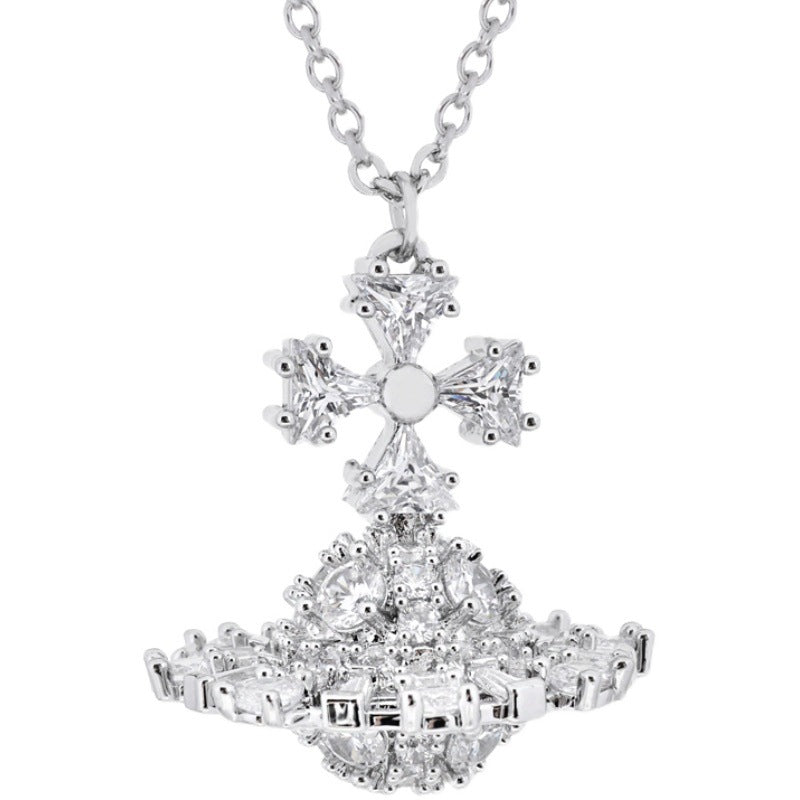 Irina special-shaped three-dimensional ball pendant necklace full diamond high sense