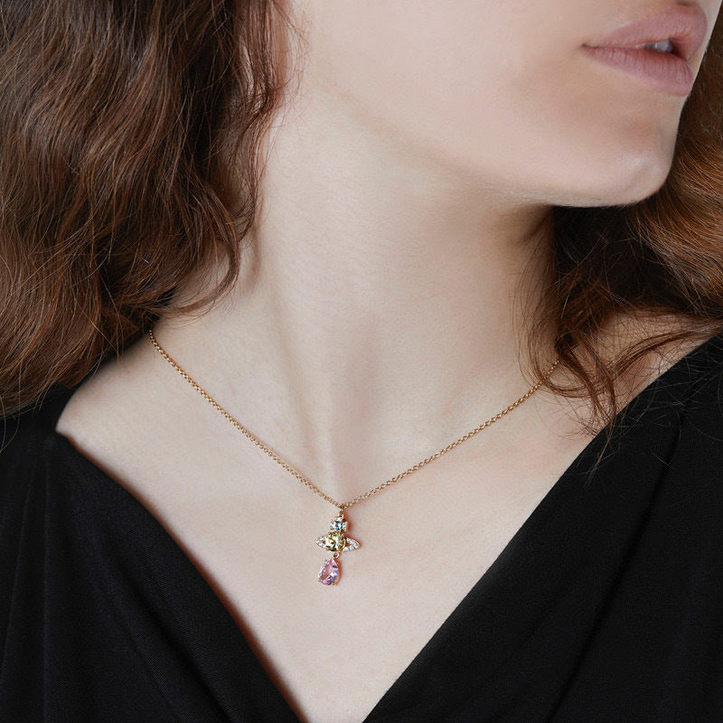 Vivienne Westwood new color matching big water drop pendant necklace for women