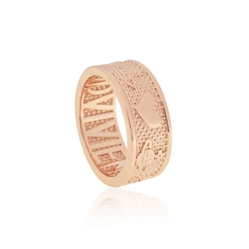 Vivienne Westwood unisex rose gold simple INS gold-plated LOGO men's and women's love skull Saturn ring