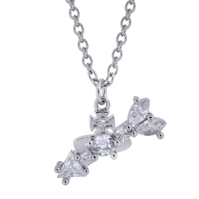 Vivienne Westwood arrow zircon pendant necklace ins niche high sense