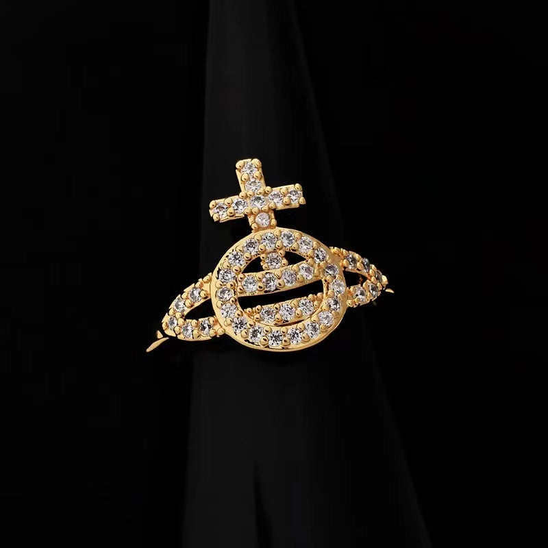 Vivienne Westwood hollow full diamond three colors fine and simple ring rings