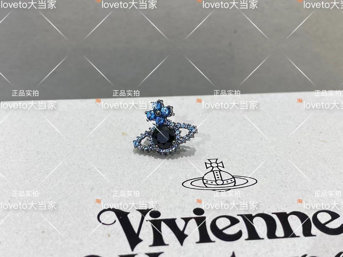Vivienne Westwood rhinestone studs European and American high-grade light luxury earrings fashion