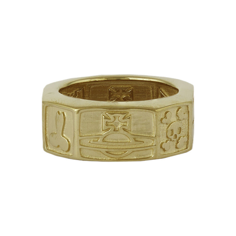 Vivienne Westwood bone love screw ring personality European and American punk