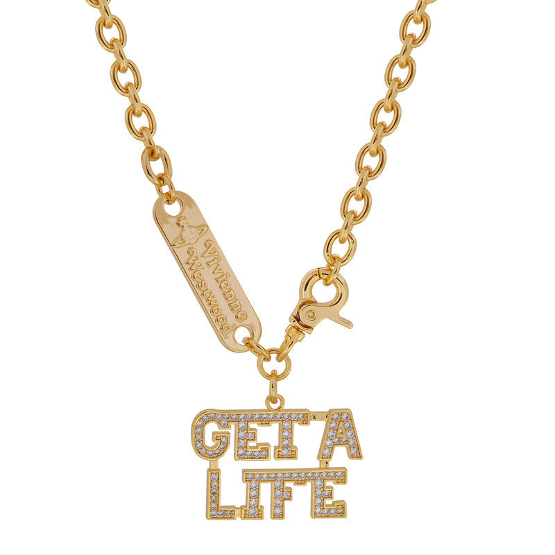 Square plate big letter necklace personality European and American punk star same style