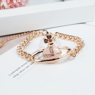 Vivienne Westwood paint gold silver pink big split angle bracelet personality punk
