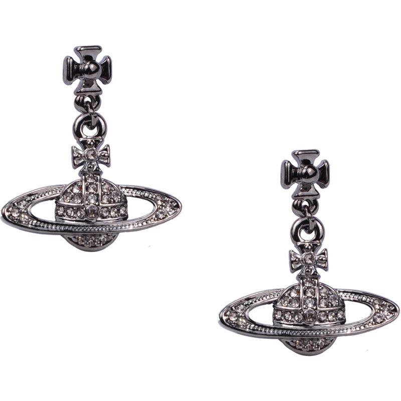 Vivienne Westwood full diamond eardrops Diamond Punk small luxury all-matching