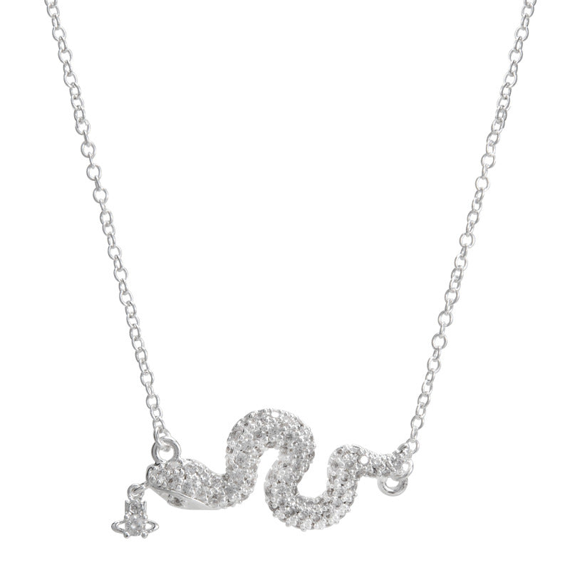Vivienne Westwood full diamond snake year pendant necklace