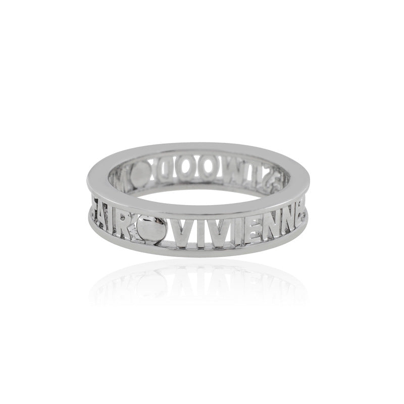 Vivienne Westwood hollow series letter ring European and American everyday Joker