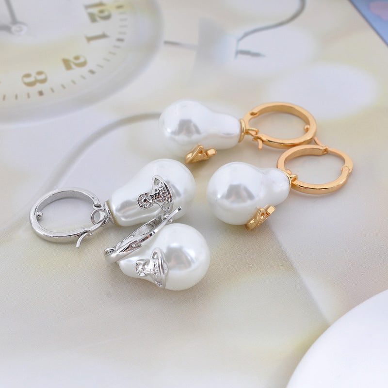 Vivienne Westwood gourd pearl earrings for women ins little red book recommendation