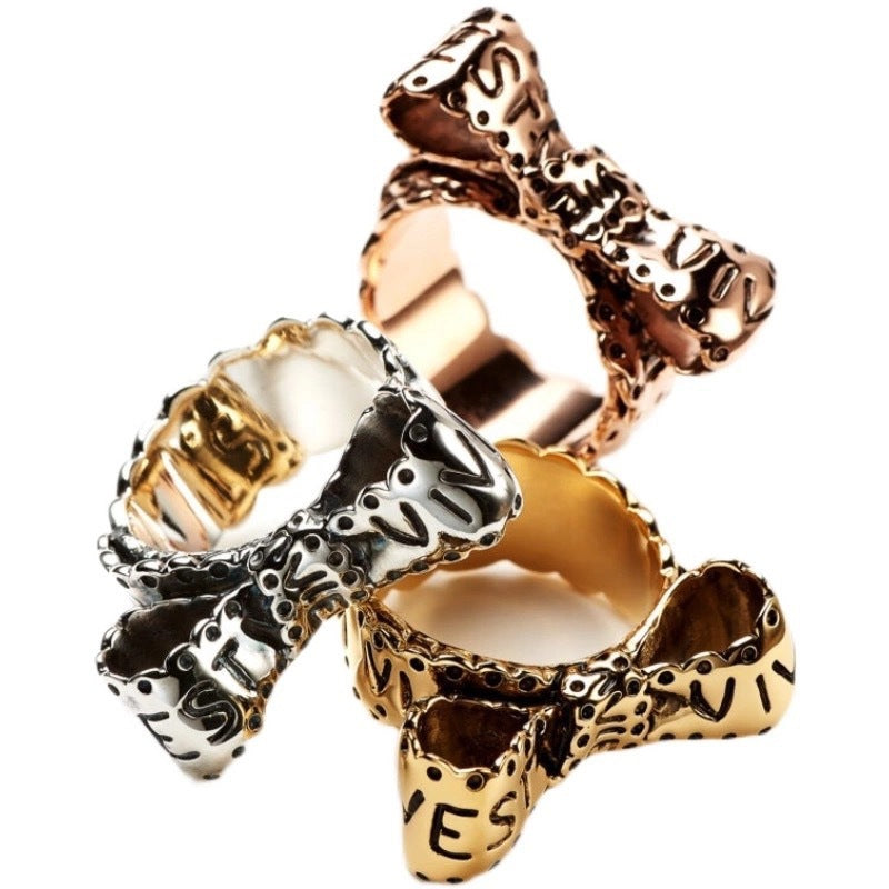 Vivienne Westwood Japan limited engraved Bow Bow Bow ring accessories European and American punk