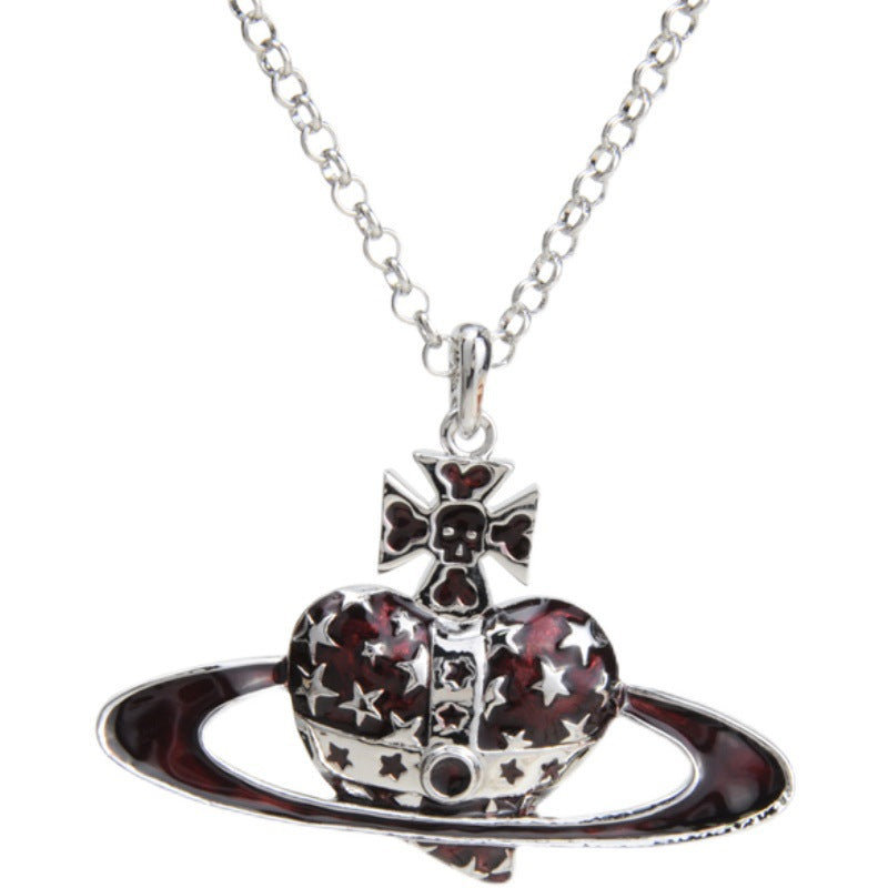 Vivienne Westwood color matching love pendant necklace temperament High sense