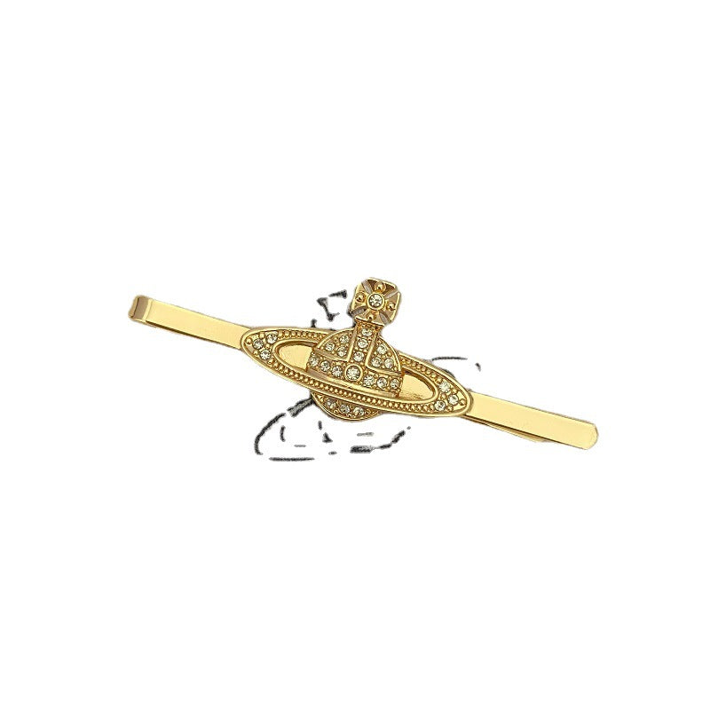 Vivienne Westwood crystal barrettes simple affordable luxury fashion hair accessories word clip brooch