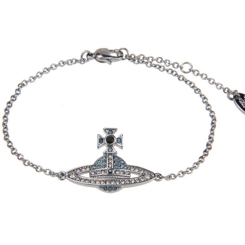 Vivienne Westwood color matching full diamond bracelet ins cold Style Advanced