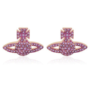 Vivienne Westwood small LOGO stud earrings full of diamonds exquisite