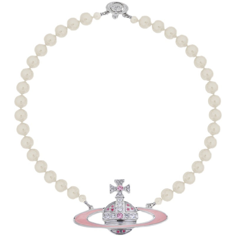 Vivienne Westwood Pearl paint necklace pendant personalized European and American style