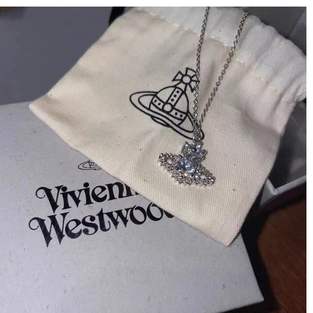 Vivienne Westwood full diamond clavicle chain exquisite high-grade ins style