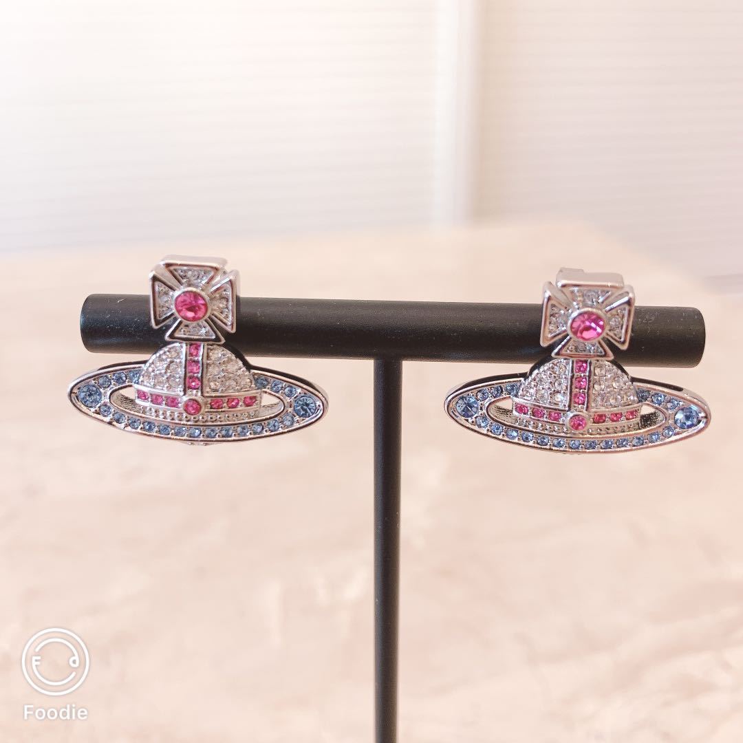 Vivienne Westwood colorful crystals stud earrings marking pair necklace bracelet bracelet