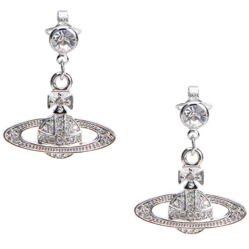 Vivienne Westwood ear studs European and American punk fully-jeweled crystal earrings personality