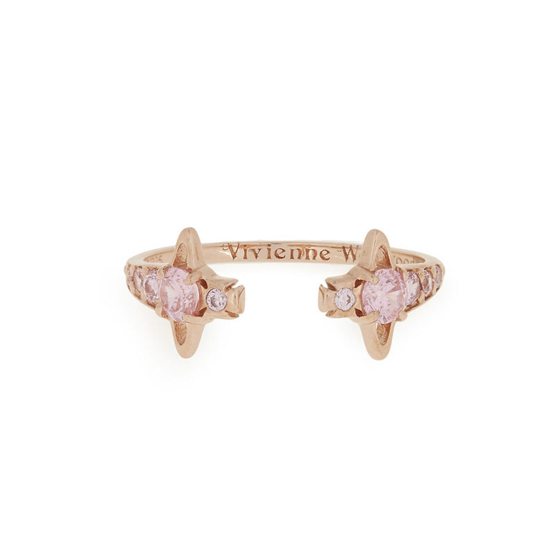 Vivienne Westwood double diamond open ring simple European and American style punk accessories