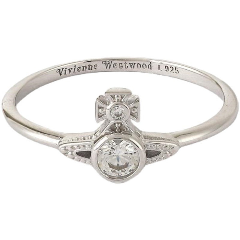 Vivienne Westwood 2022 new ring single diamond simple couple style