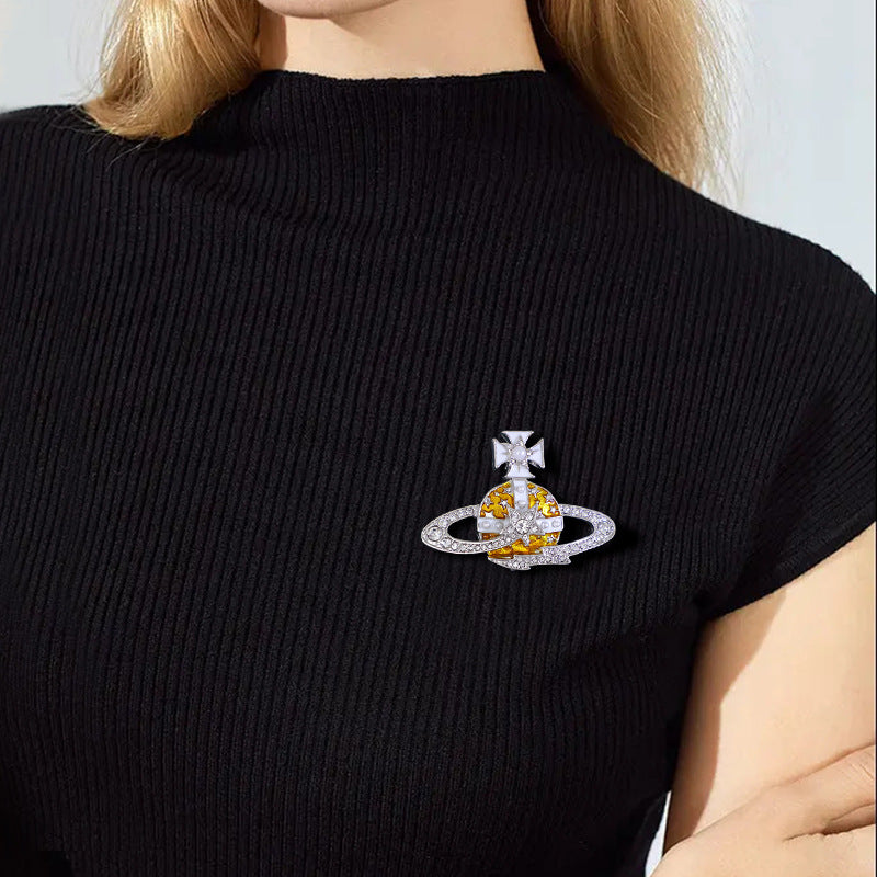 Vivienne Westwood planet brooch European and American style temperament wild suit sweater boutique breastpin