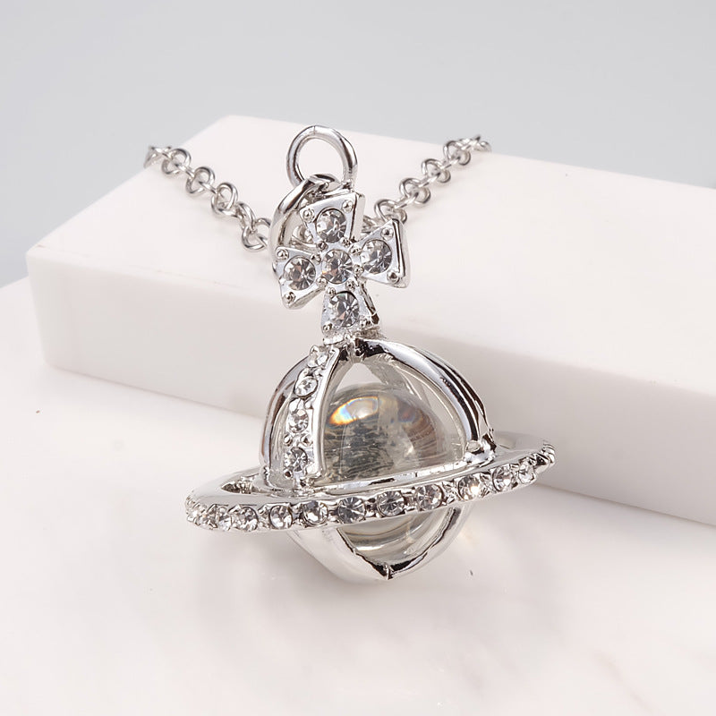 Vivienne Westwood Crystal three-dimensional pendant necklace