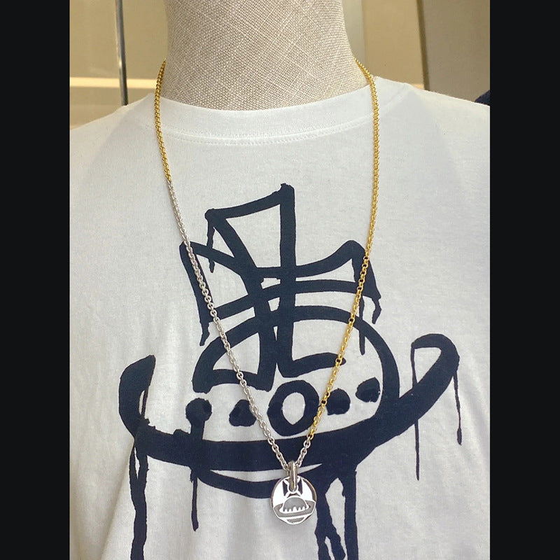 Vivienne Westwood necklace round Brand Hollow sweater chain two-color European and American style