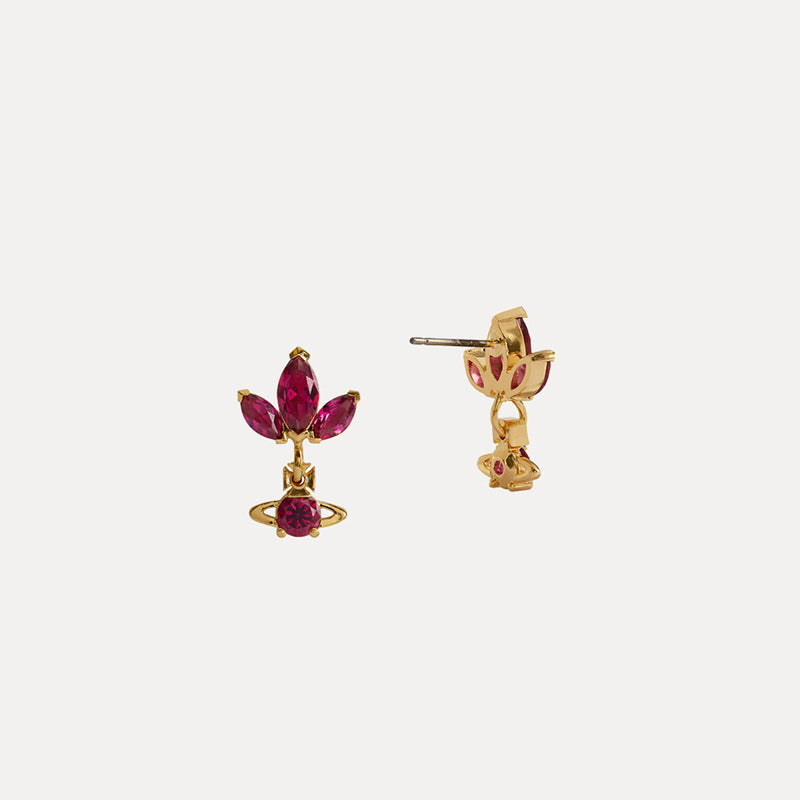 Vivienne Westwood SHOSHANA new rhinestone earrings pink ear