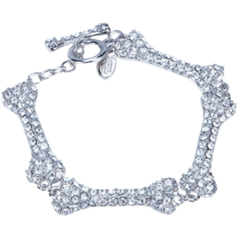 Vivienne Westwood full diamond four bones bracelet personalized minority high sense