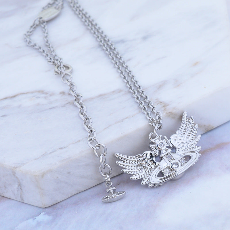 Vivienne Westwood flying wings pendant necklace European and American personalized punk
