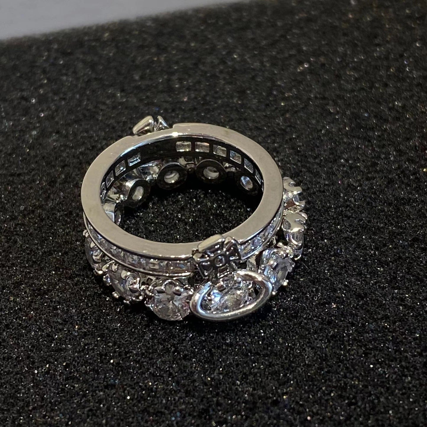 Vivienne Westwood double-layer flash diamond ring high-grade luxury detachable