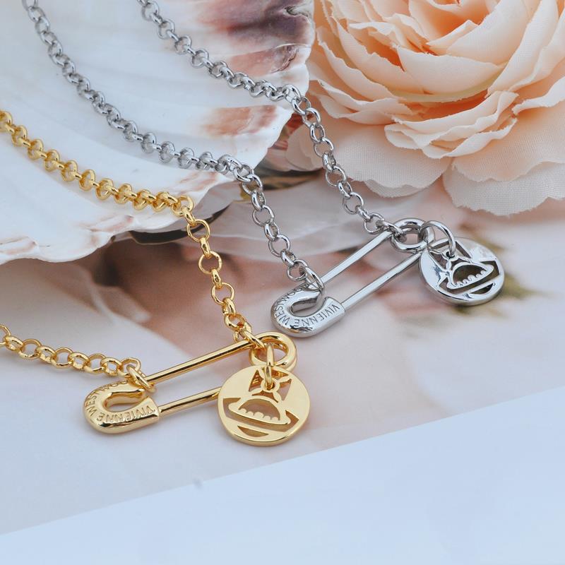 Vivienne Westwood IMOGENE big pin necklace hollow pendant punk
