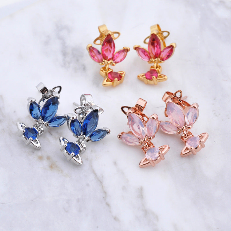 Vivienne Westwood SHOSHANA new rhinestone earrings pink ear