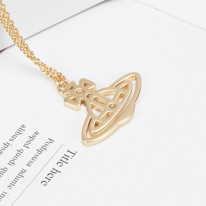 Vivienne Westwood line cut hollow line pendant necklace ins style